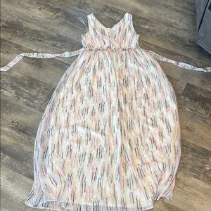 Motherhood maternity Sleeveless Dress with Pink and Blue Accents